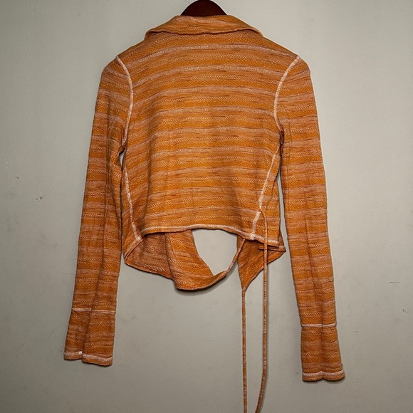 Striped Wrap-Long Sleeve Blouse - Picture 5 of 8